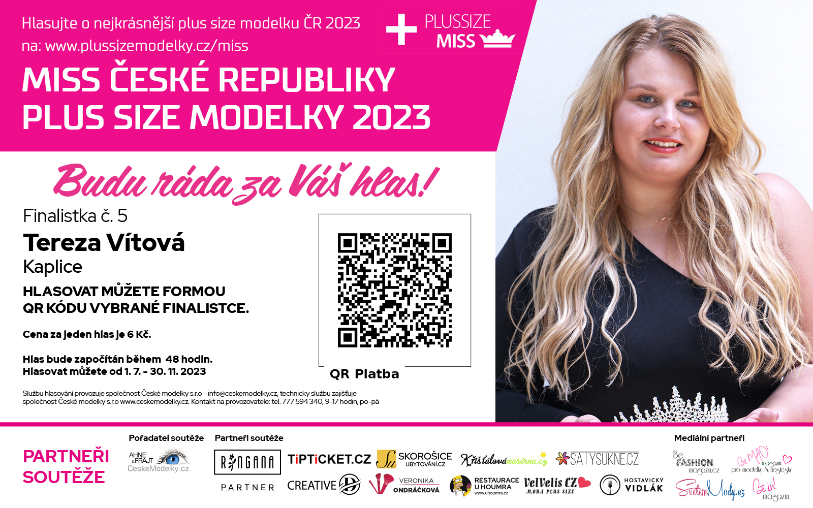 Tereza Vtov finalistka .5 soute Miss Plus size modelky R 2023