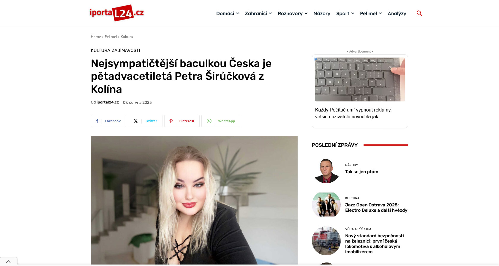 Napsali o ns iportal24.cz: Nejsympatitj baculkou eska je ptadvacetilet Petra irkov z Kolna