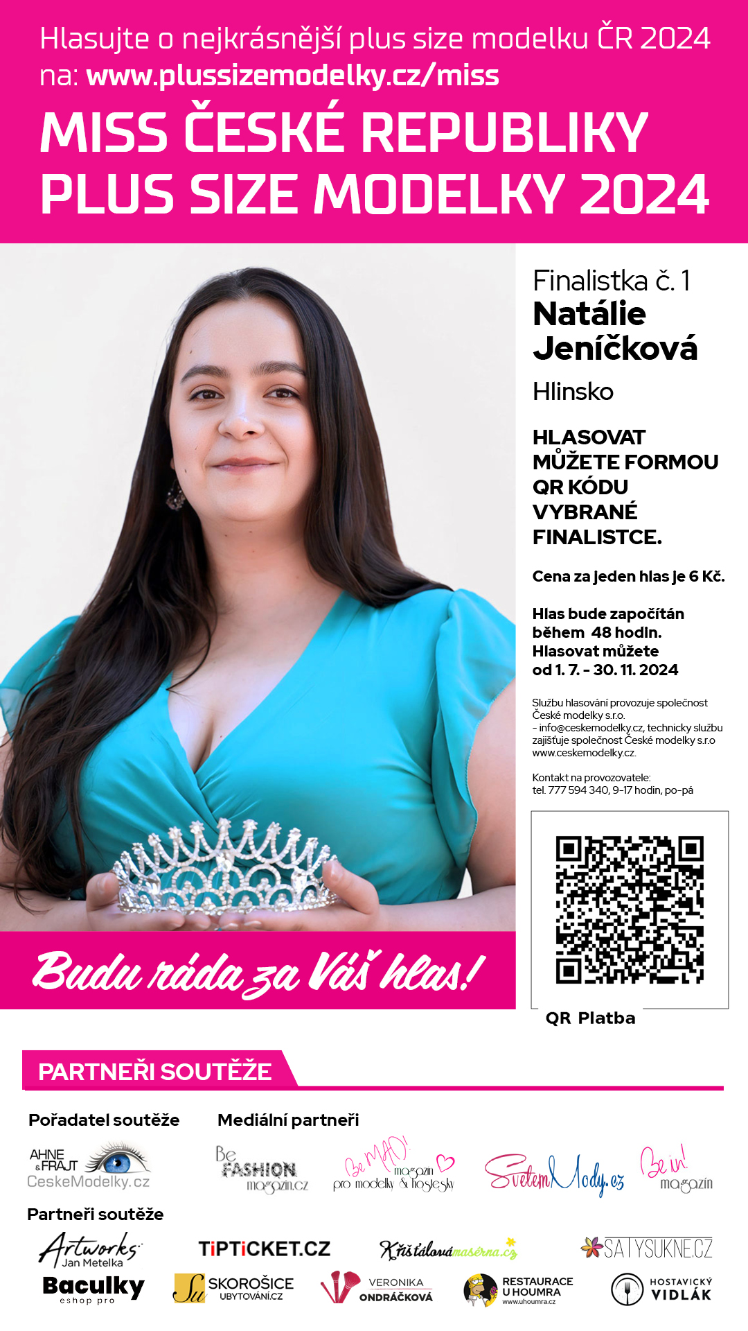 Natálie Jeníčková finalistka s číslem 1 soutěže Miss Plus Size modelky ČR 2024