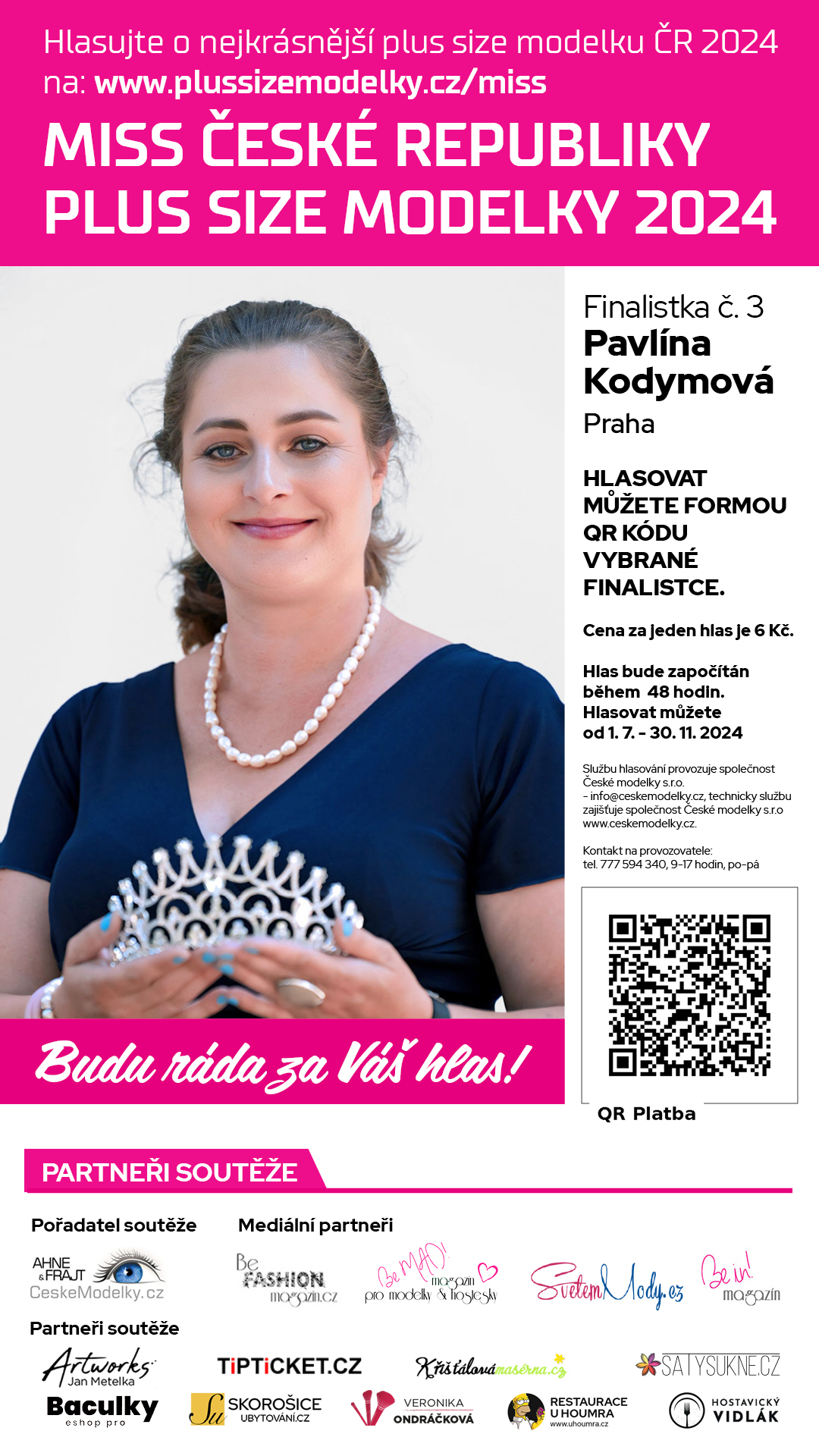Pavlína Kodymová finalistka s číslem 3 soutěže Miss Plus Size modelky ČR 2024