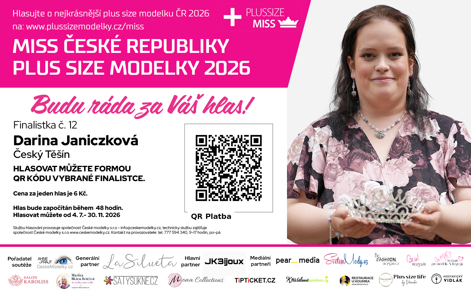 Miss Plus Size modelky ČR 2026 finalistka č. 12 - Darina Janiczková