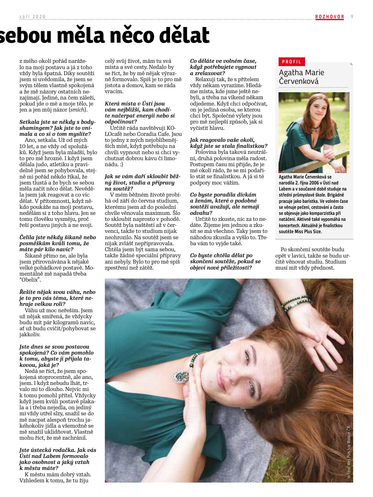 Agatha Marie Červenková z Ústí nad Labem zaujala i magazín Žít Ústí