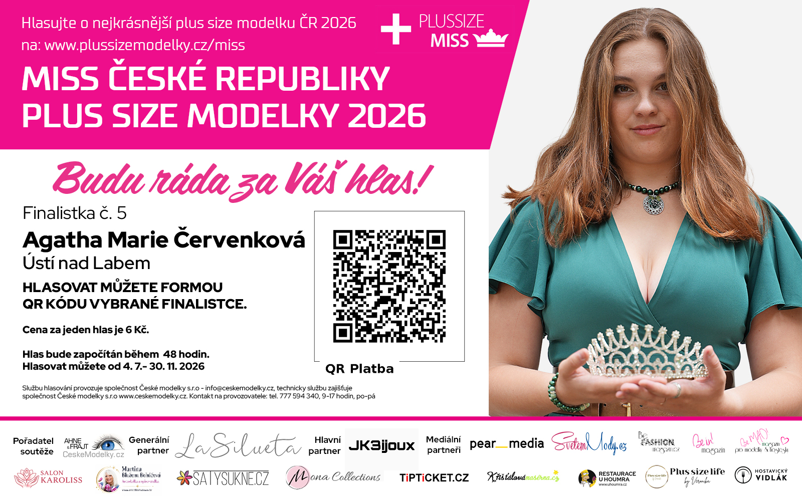 Miss Plus Size modelky ČR 2026 - finalistka č. 5 - Agatha Marie Červenková