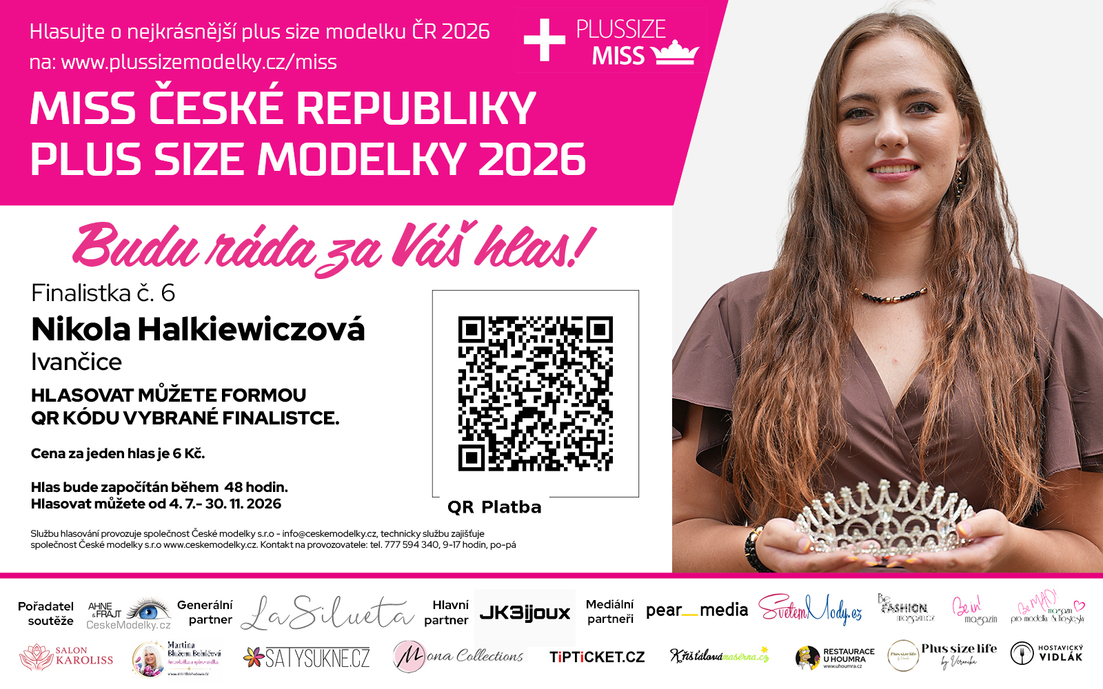 Miss Plus Size modelky ČR 2026 finalistka č. 6 - Nikola Halkiewiczová