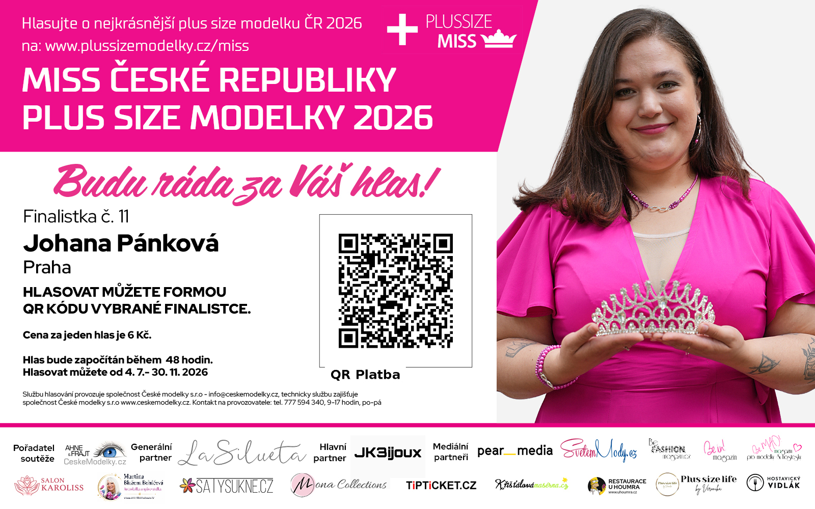 Miss Plus Size modelky ČR 2026 finalistka č. 11 - Johana Pánková